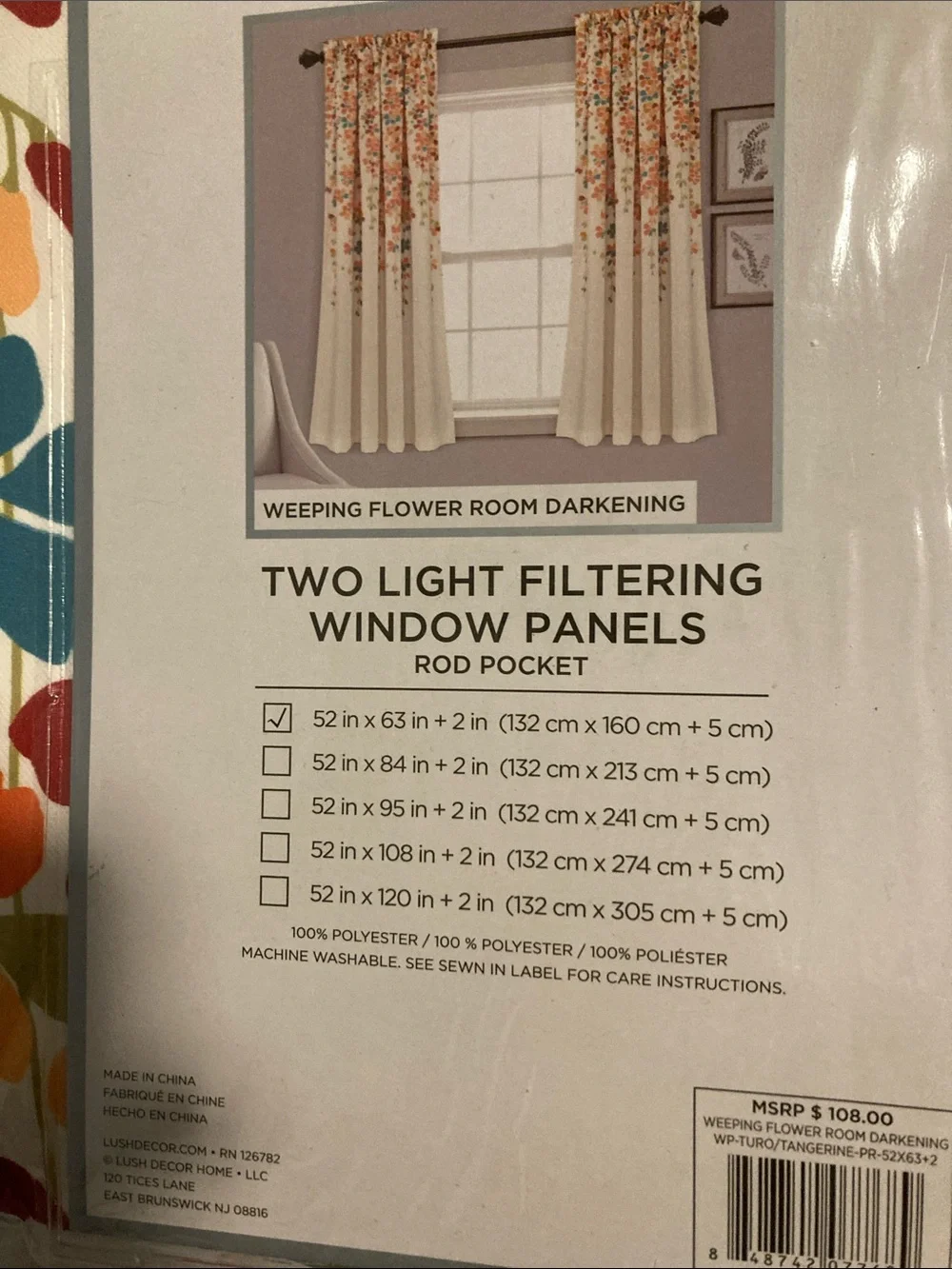 Lush Decor Floral Light-Filtering Window Panels - Multicolor